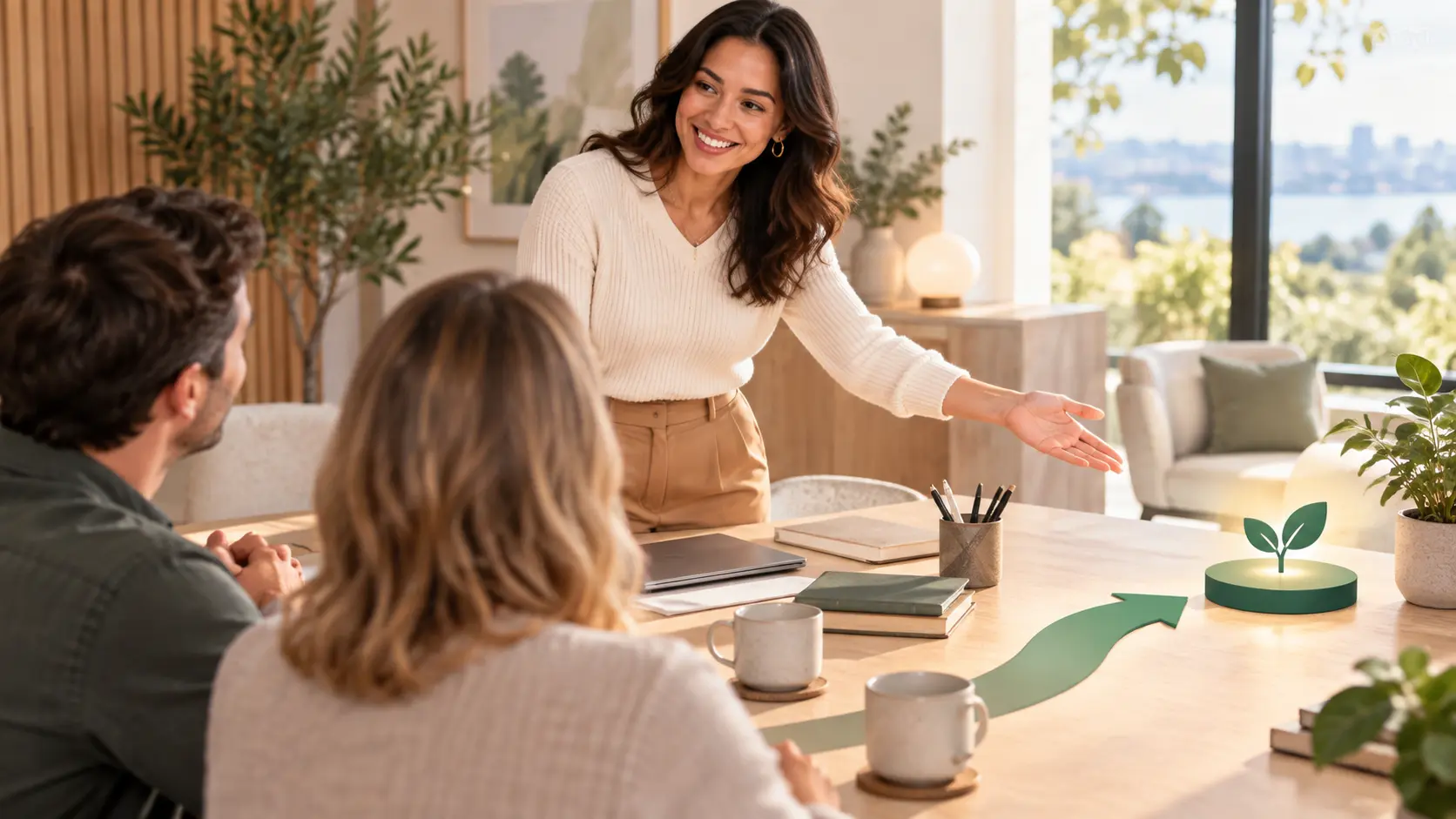 Customer onboarding welcome scene with a kickoff message and first action