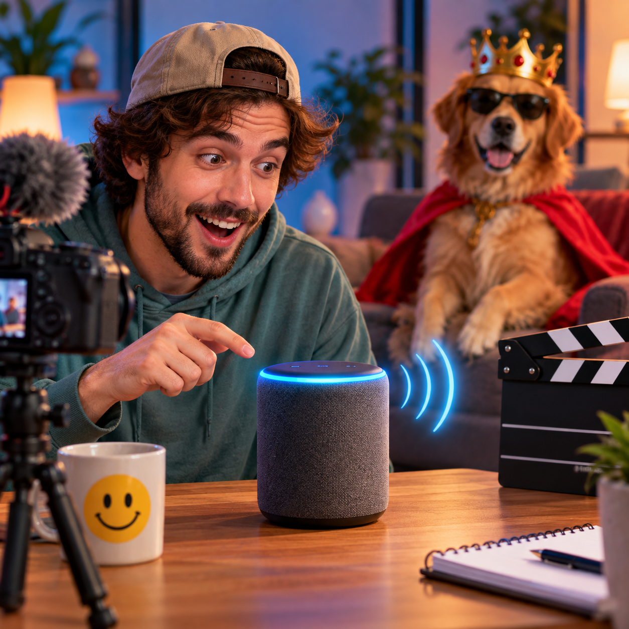 Alexa AI voice introducing a short command gag