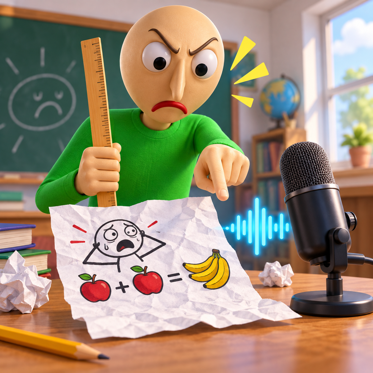 Baldi AI voice reading math failure memes