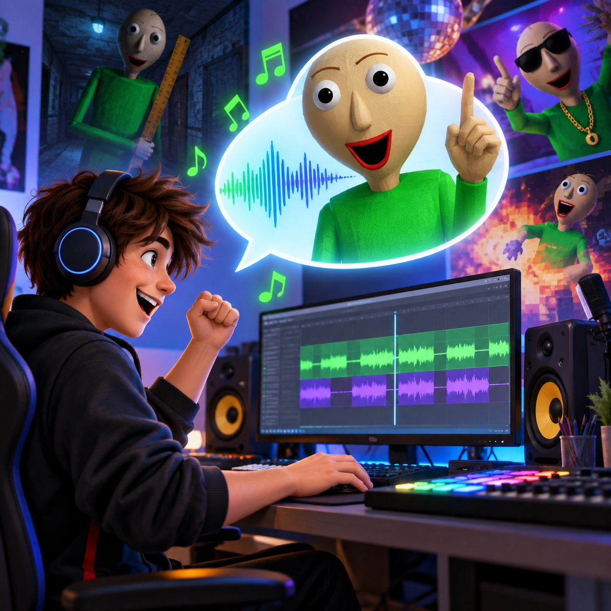 Baldi AI voice for fan song callouts