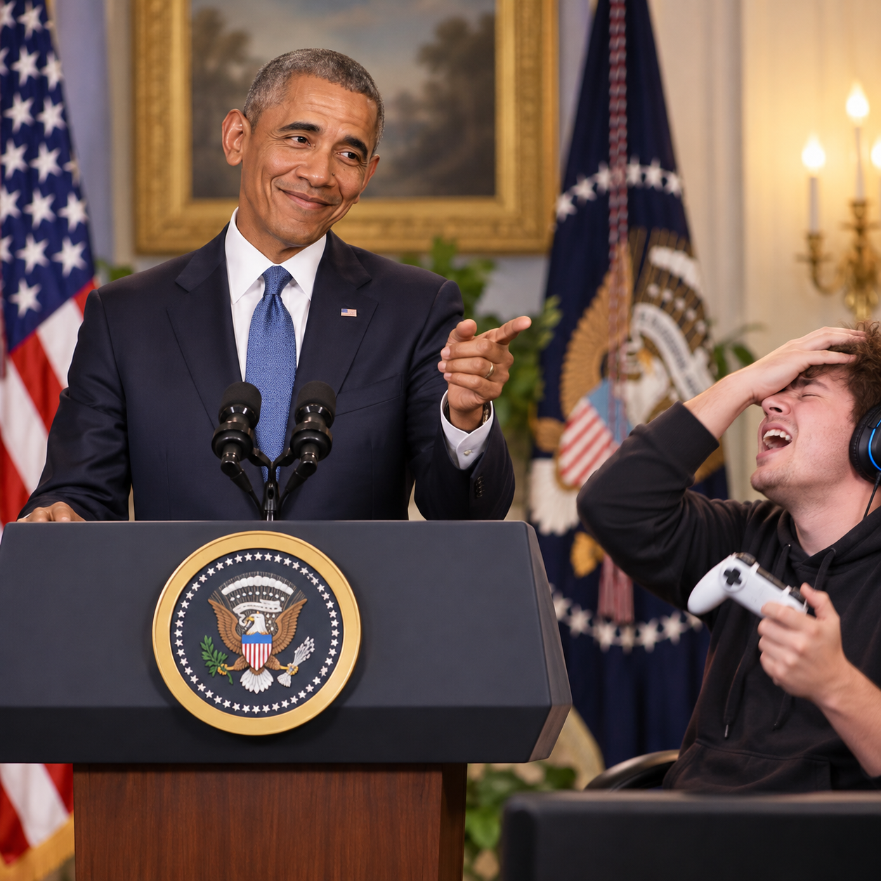 Barack Obama AI voice for parody debate clips