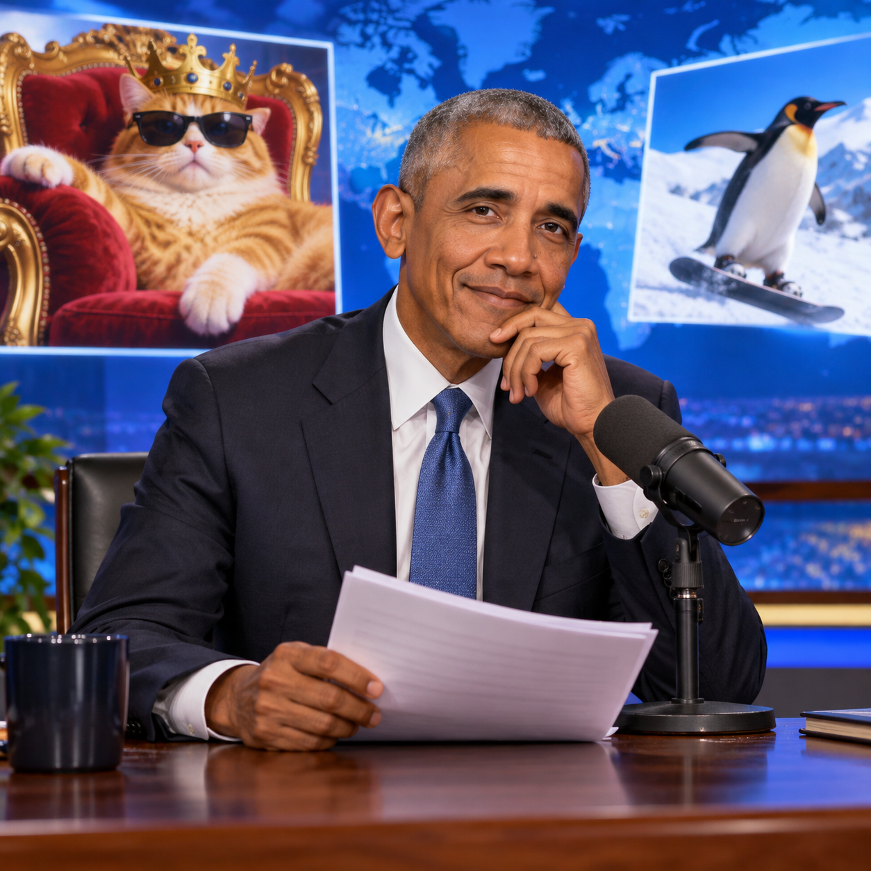 Barack Obama AI voice in a spoof news clip