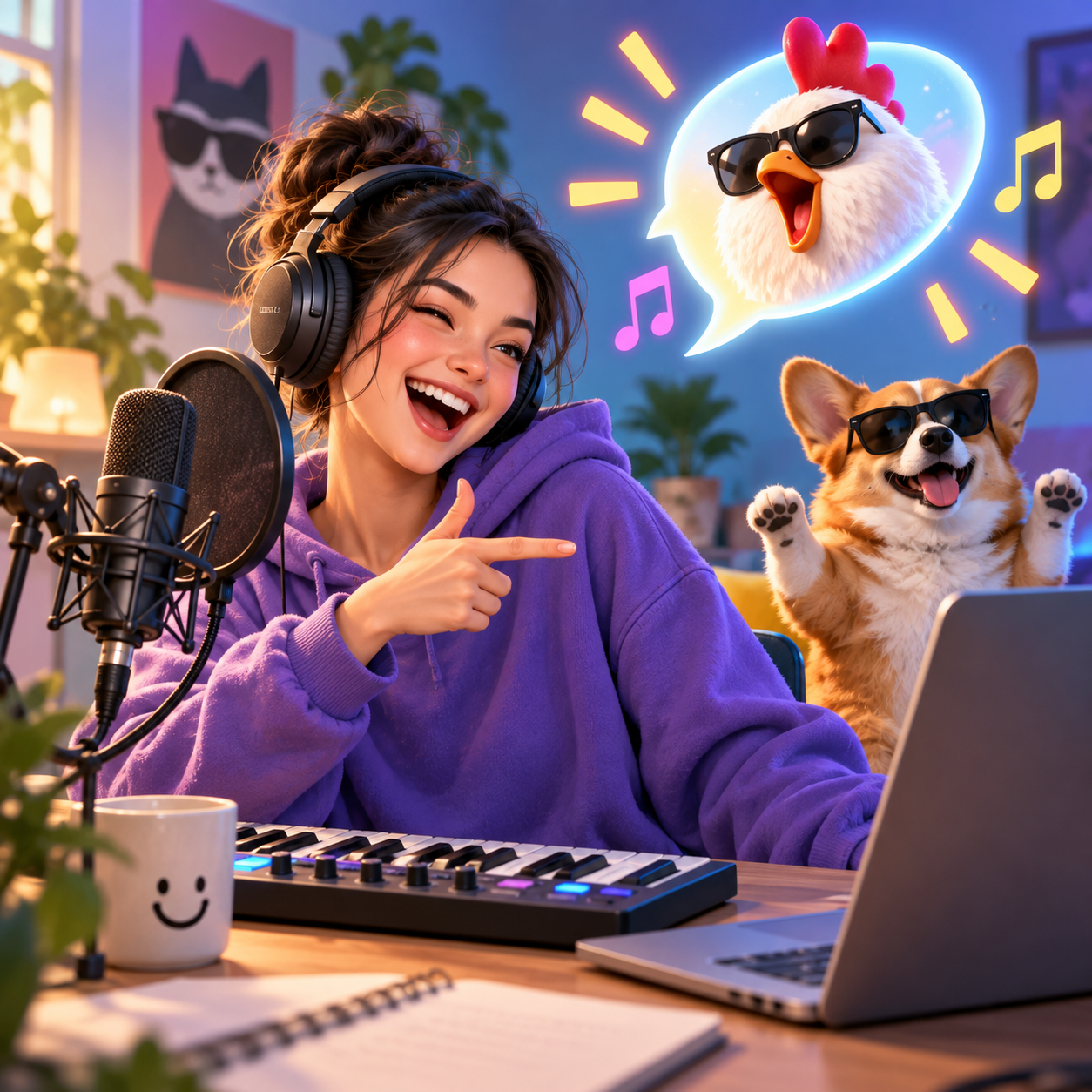 Boing AI voice for comedy song tags