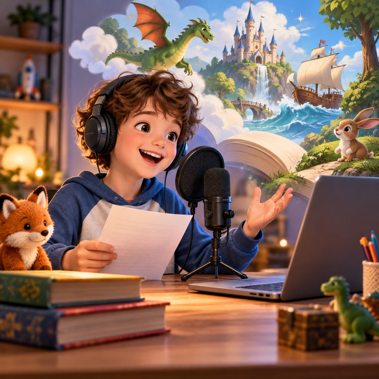 Child Voice AI voice narrating playful YouTube story scenes