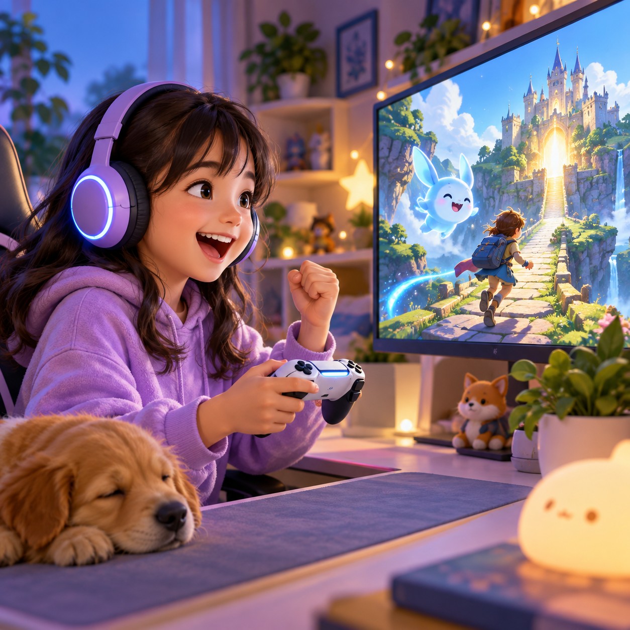 Child Voice AI voice reacting inside bright gaming clips