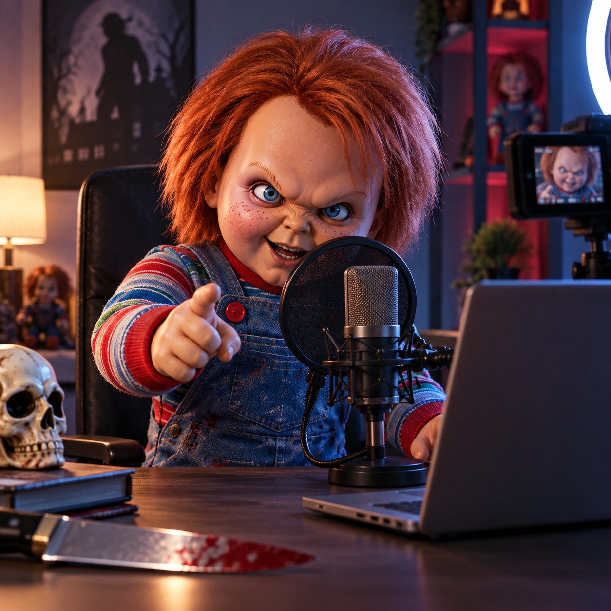 Chucky AI voice for horror intro edits