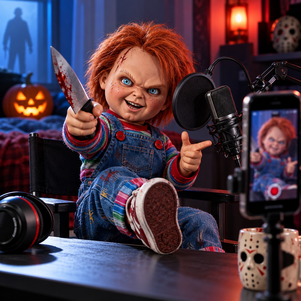 Chucky AI voice for slasher edit punchlines