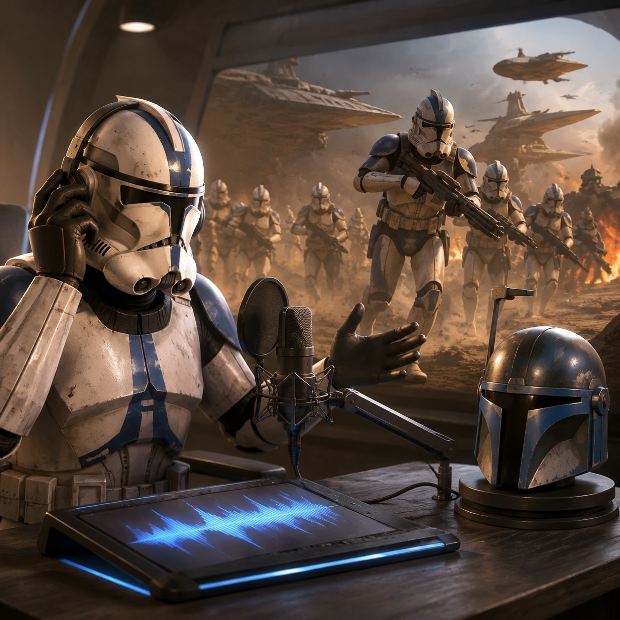 Clone Trooper AI voice for origin recap narration