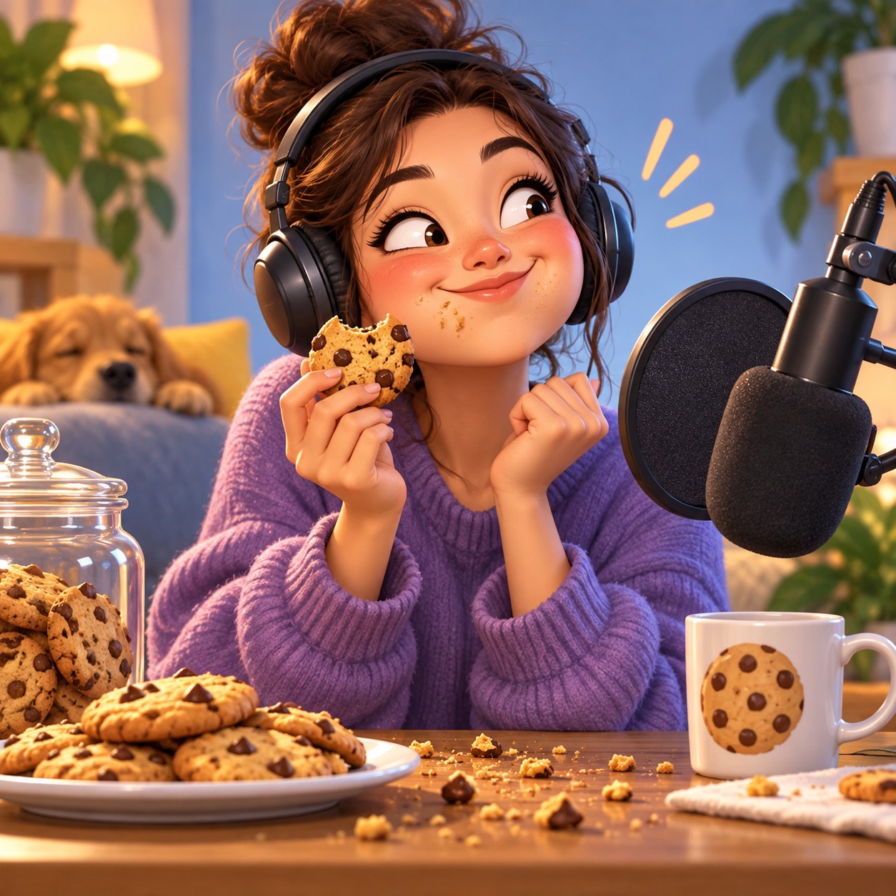 Cookie Monster AI voice for rumbly snack skit lines