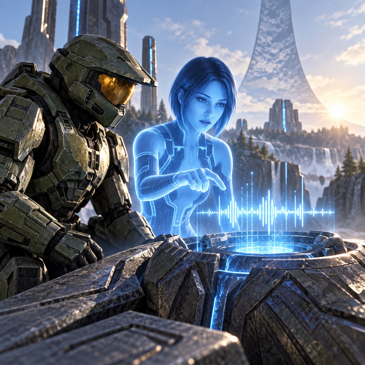 Cortana AI voice reading an alien system briefing