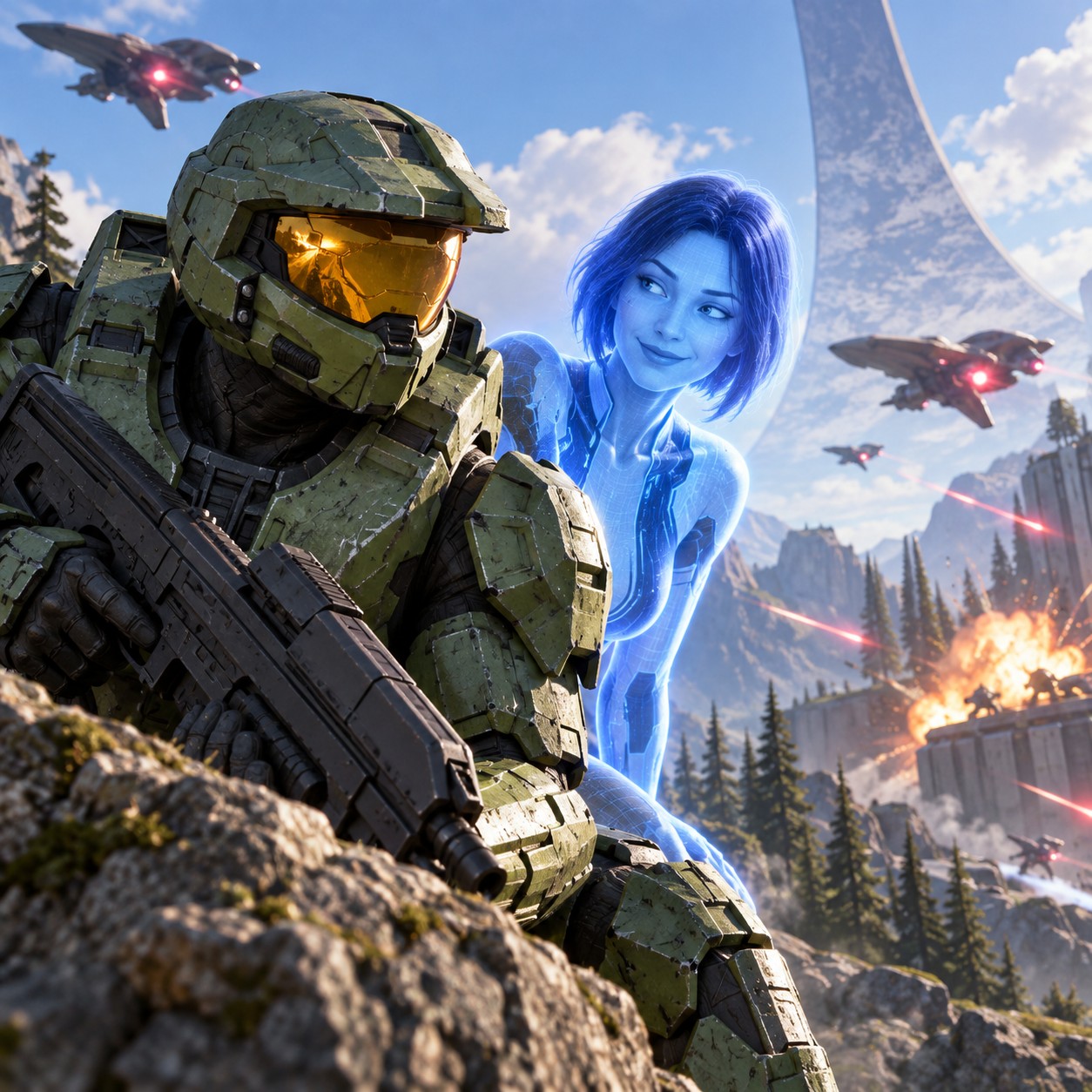 Cortana AI voice with dry squad banter