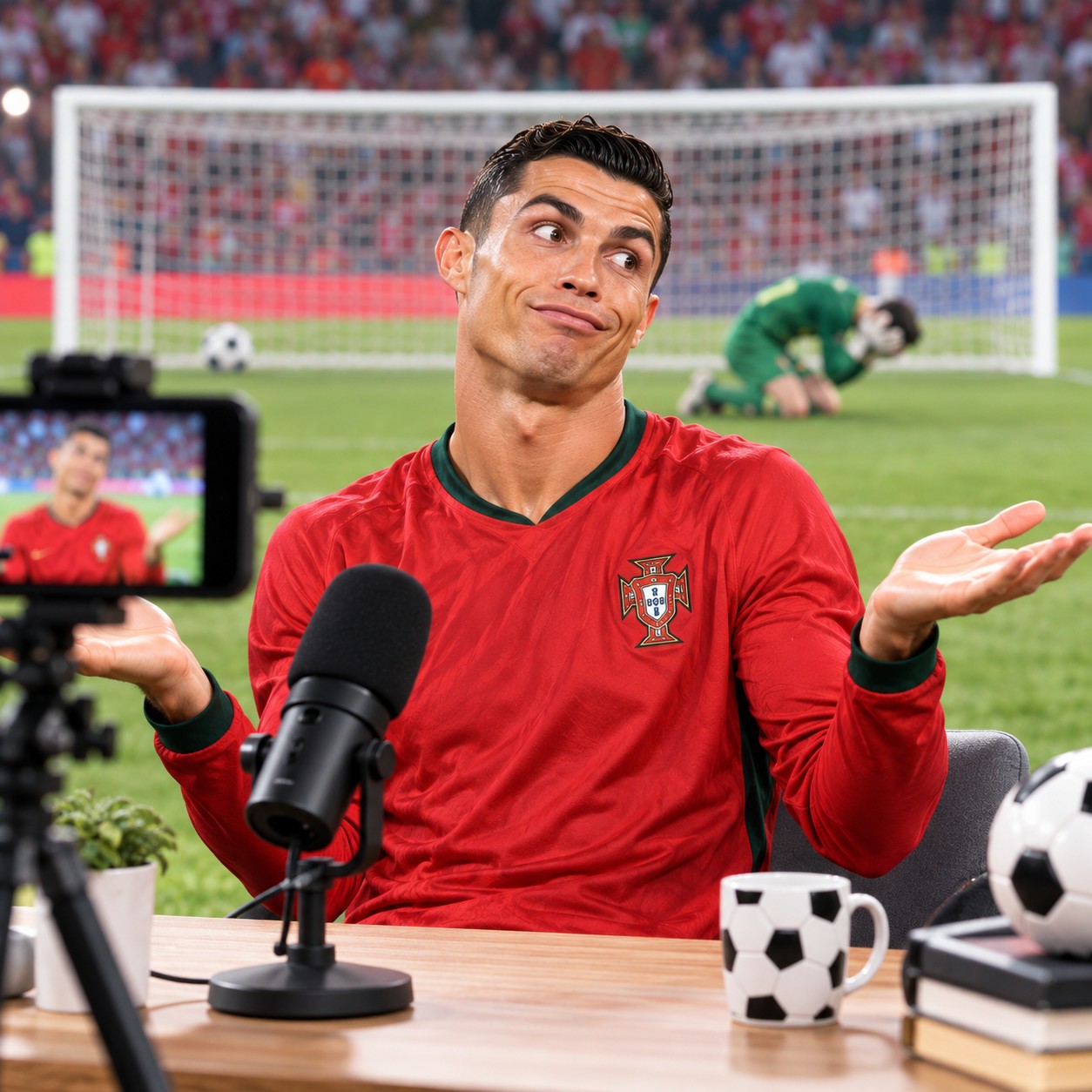 Cristiano Ronaldo AI voice for football meme parody