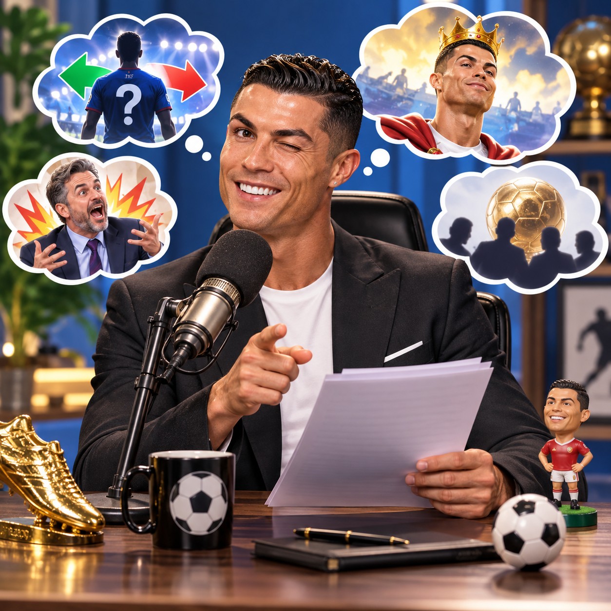 Cristiano Ronaldo AI voice for mock news clips