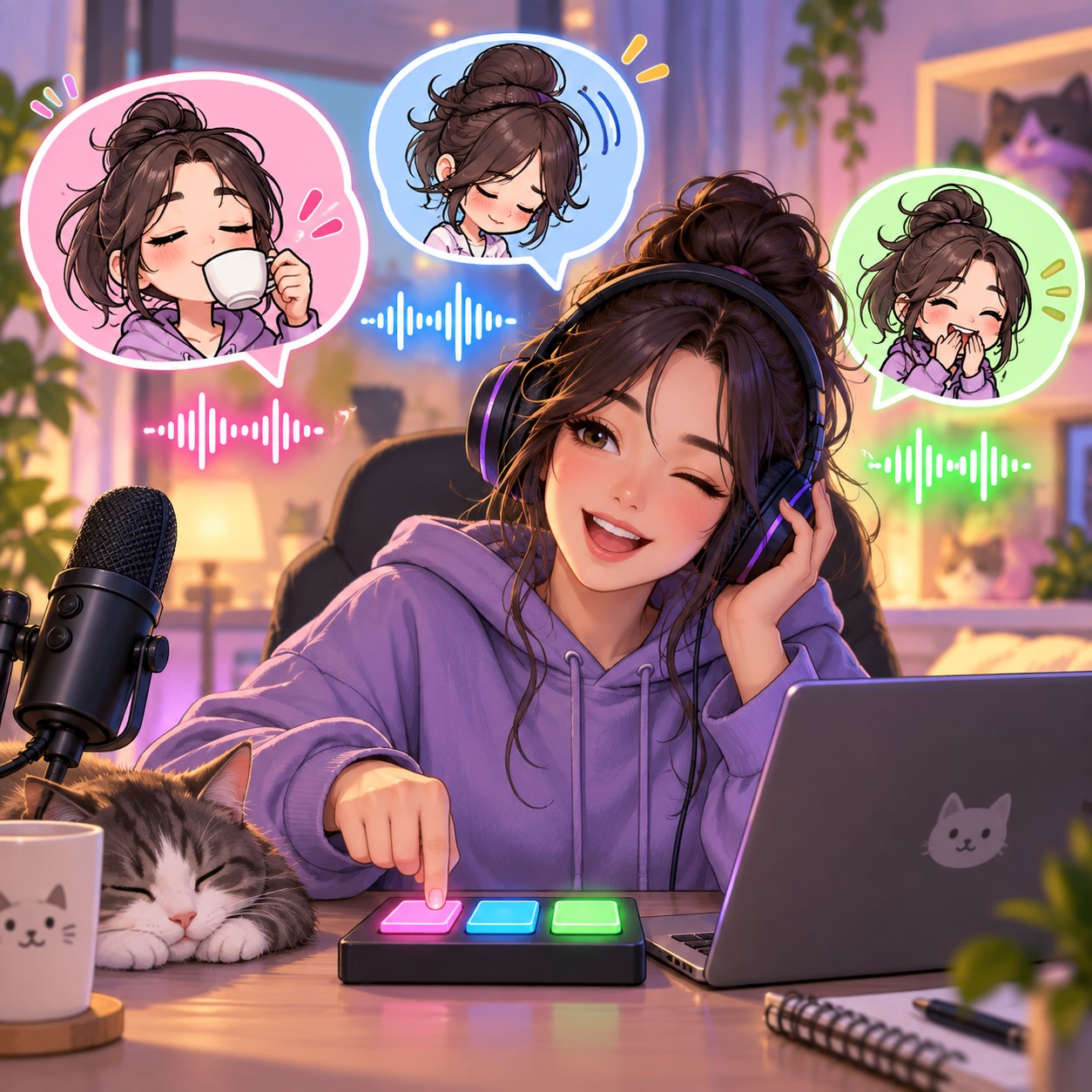 Cyn AI voice for animated stage-direction soundboard clips