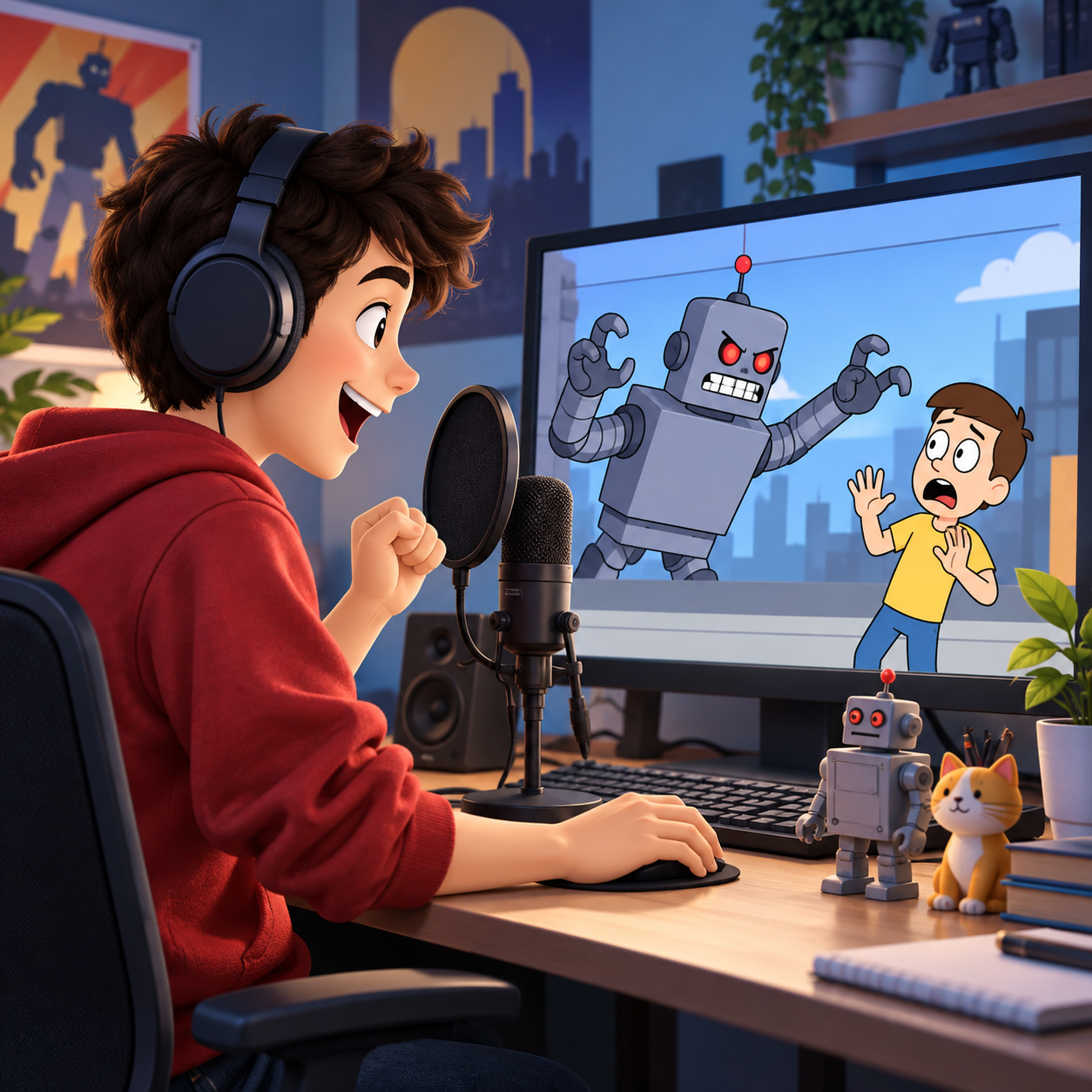 Damien AI voice in a robot scene editor