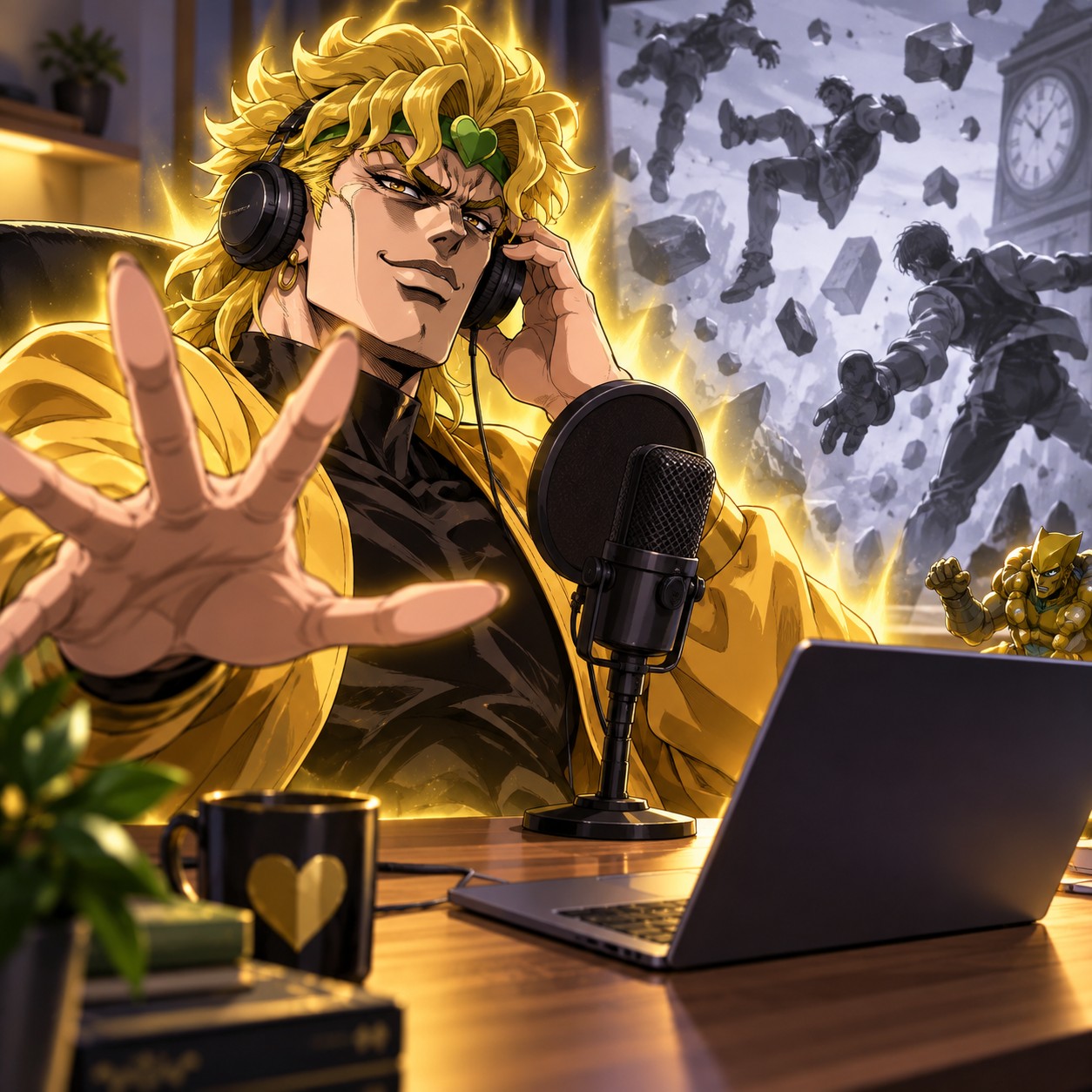 Dio Brando AI voice over time-stop meme edit