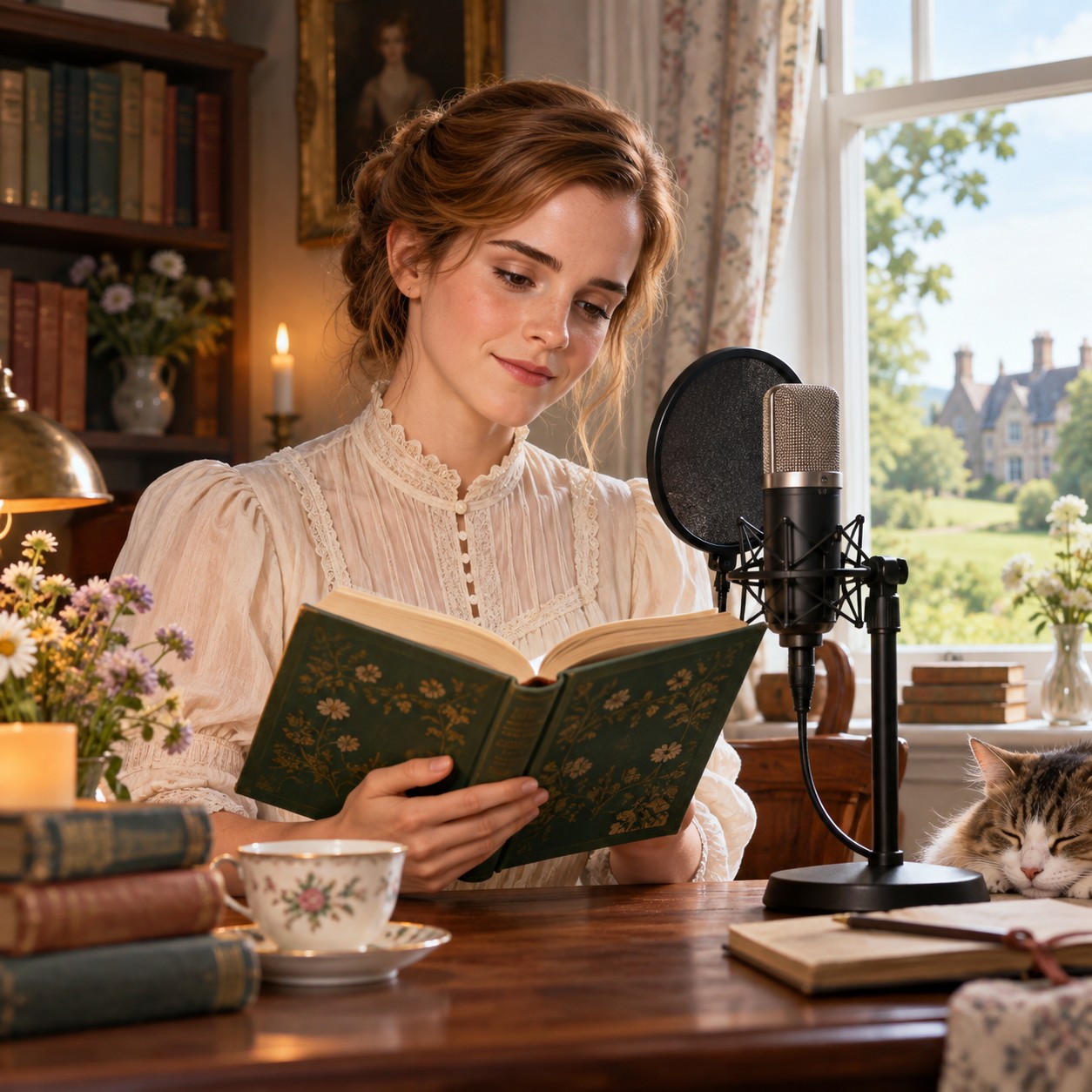 Emma Watson AI voice reading period drama notes