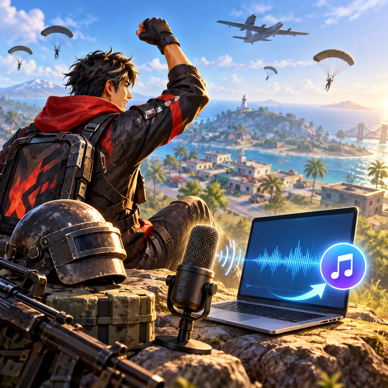 Free Fire AI voice for a battle royale gameplay recap