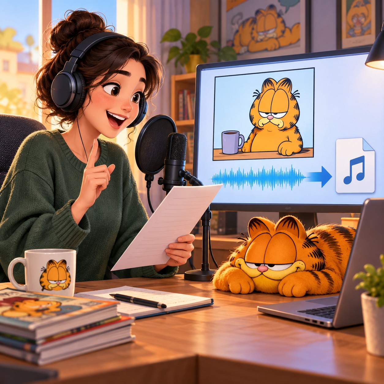 Garfield AI voice over a sleepy comic panel