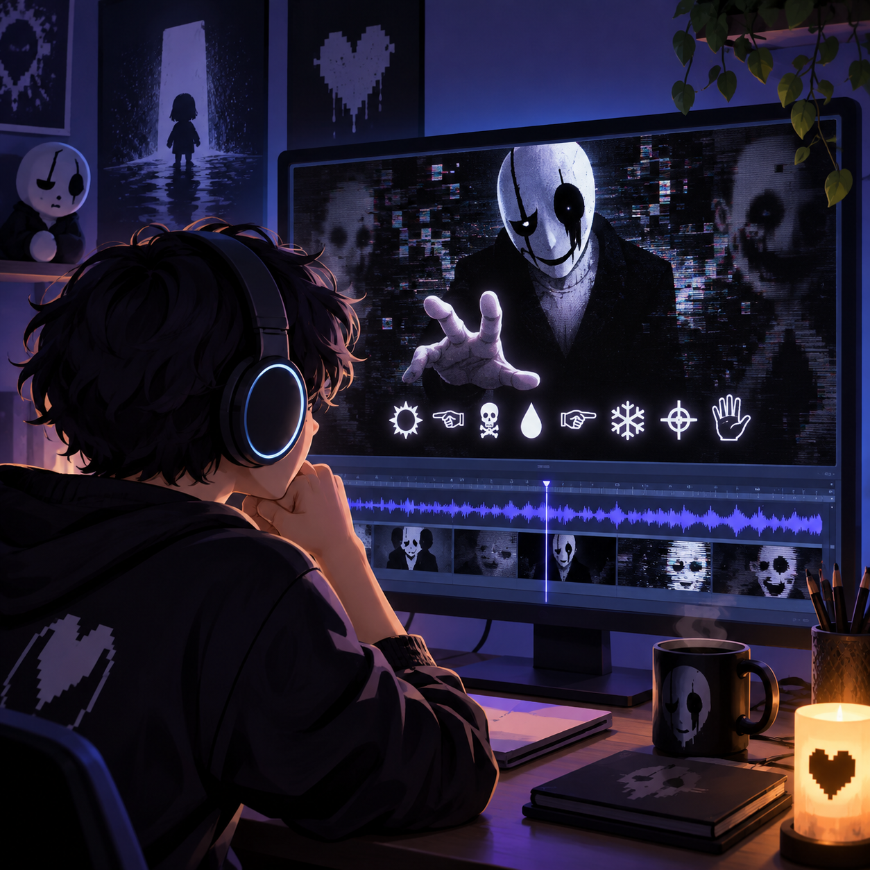Gaster AI voice with Wingdings horror captions