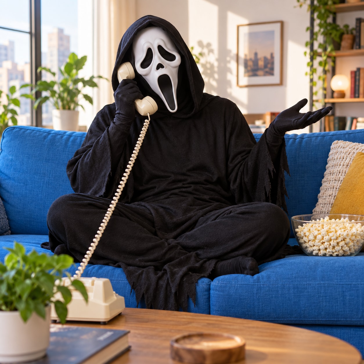Ghostface AI voice for meme phone replies