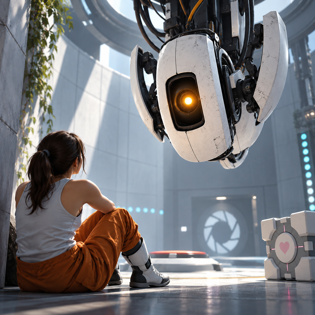 GLaDOS AI voice for game-style test chamber clips