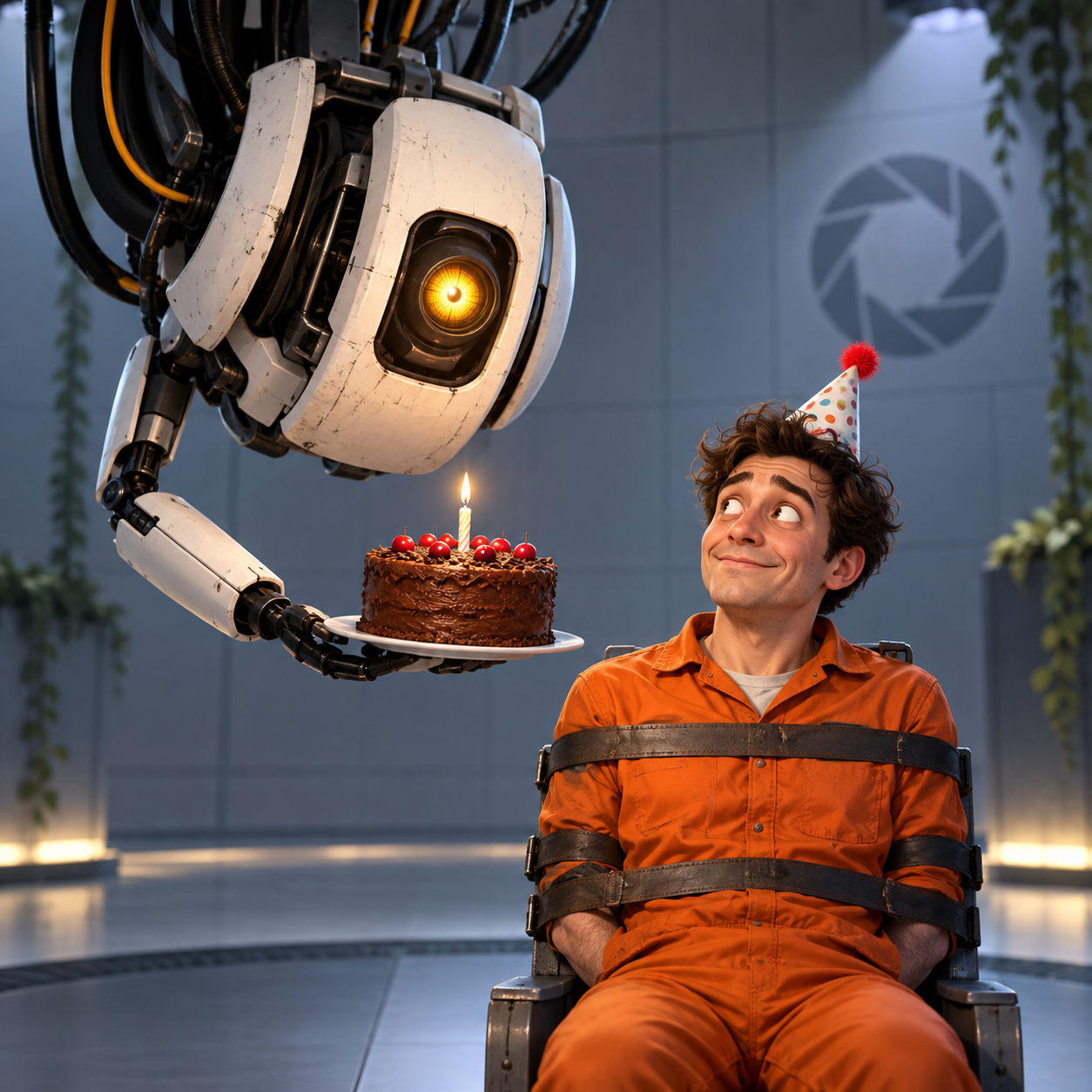 GLaDOS AI voice in dark comedy skit audio