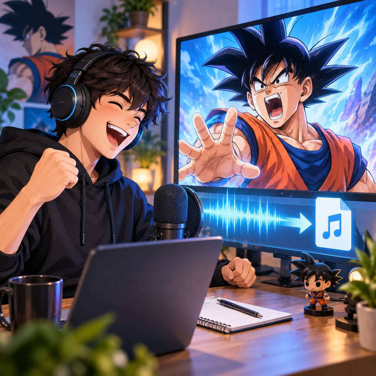Goku AI voice powering anime meme reaction clips