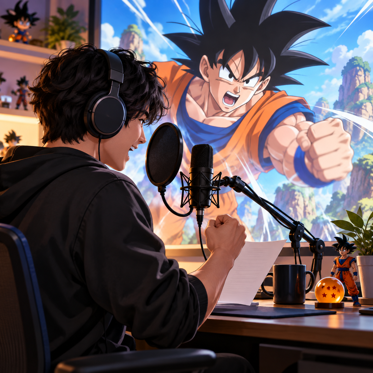 Goku AI voice for fan dub battle dialogue