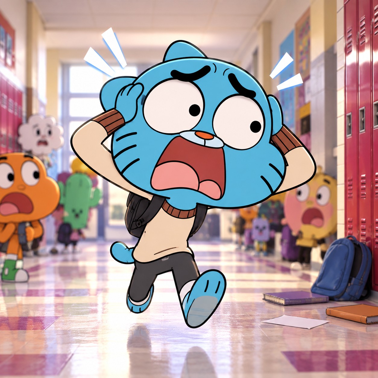Gumball Watterson AI voice for middle school meme reactions