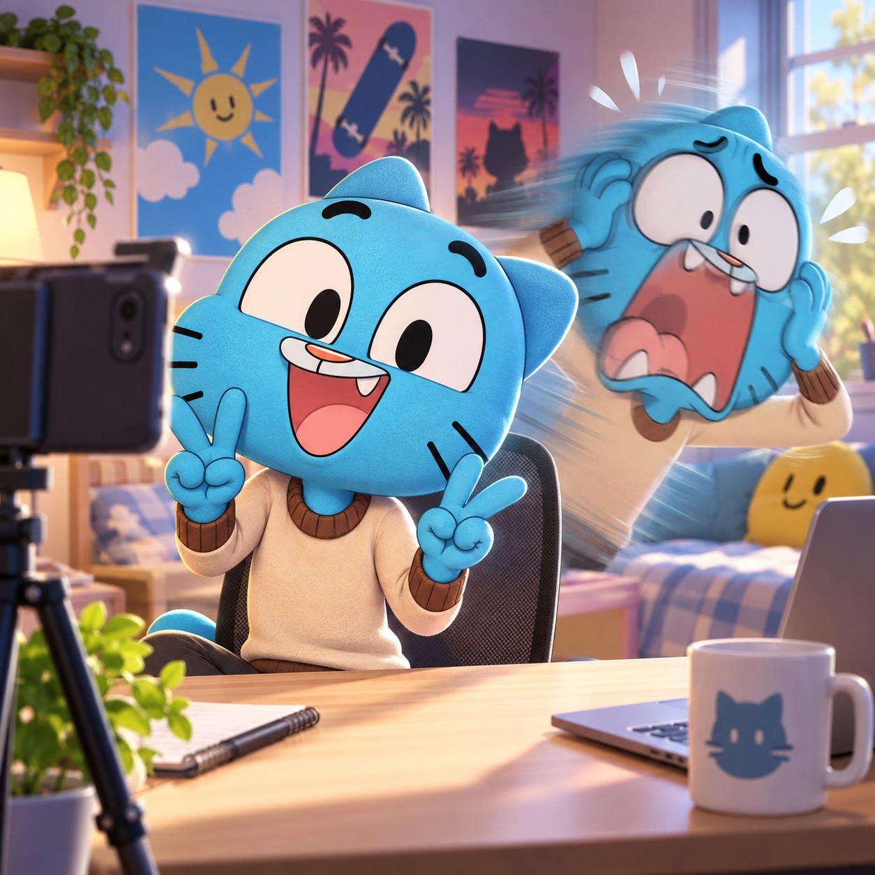 Gumball Watterson AI voice for playful meme cutaway edits