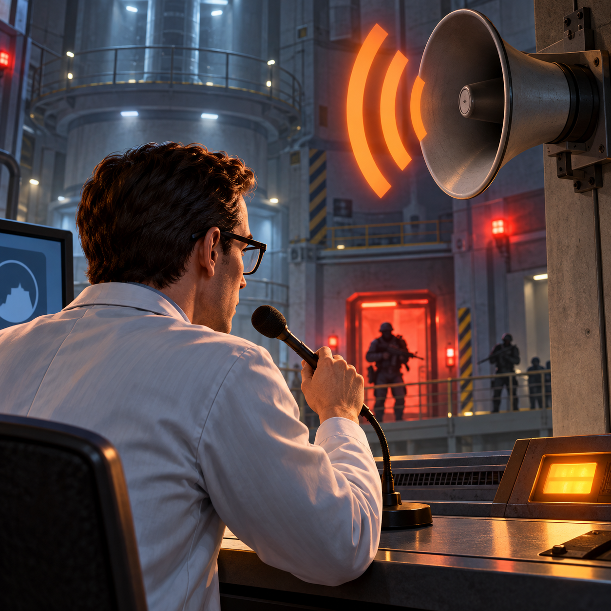 Half-Life VOX AI voice announcing a research facility warning