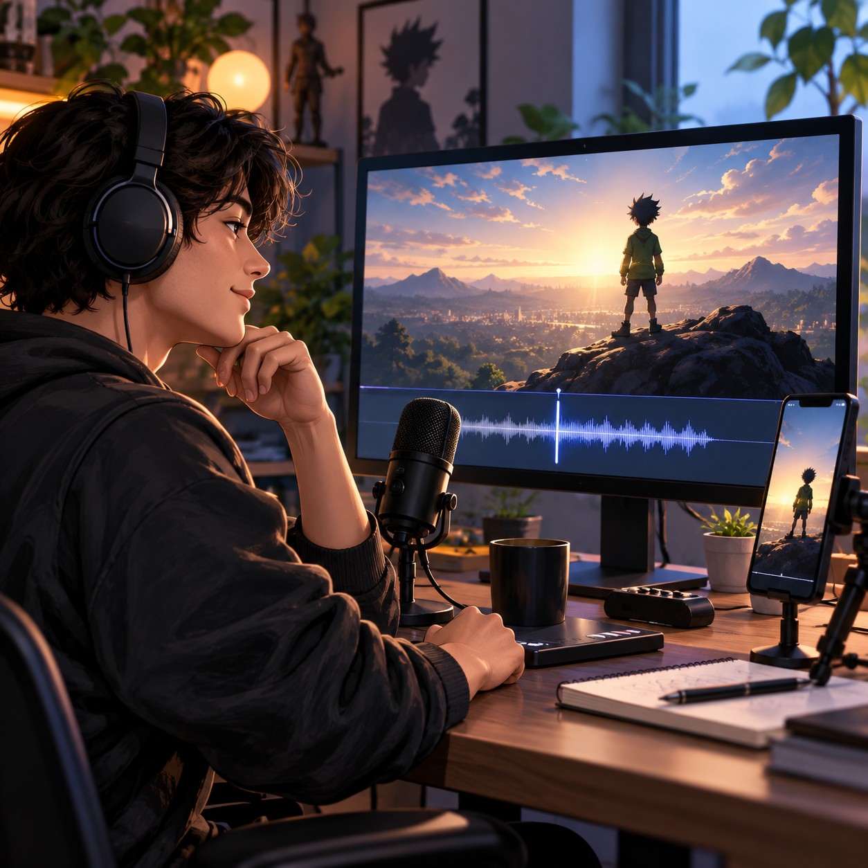 Hunter x Hunter Narrator AI voice beside short storytelling visuals