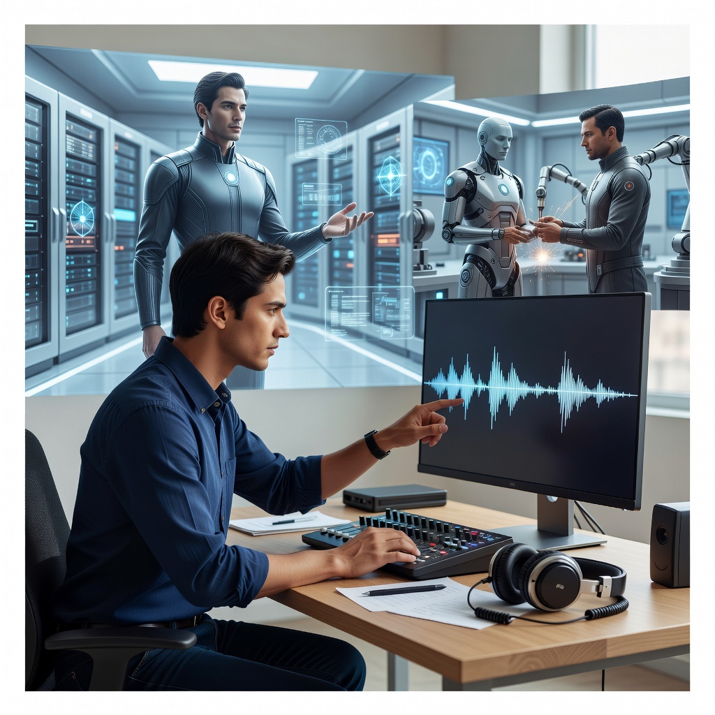 JARVIS AI voice narrating a cinematic lab edit