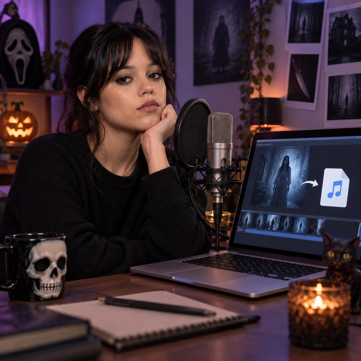 Jenna Ortega AI voice for deadpan horror fan edits