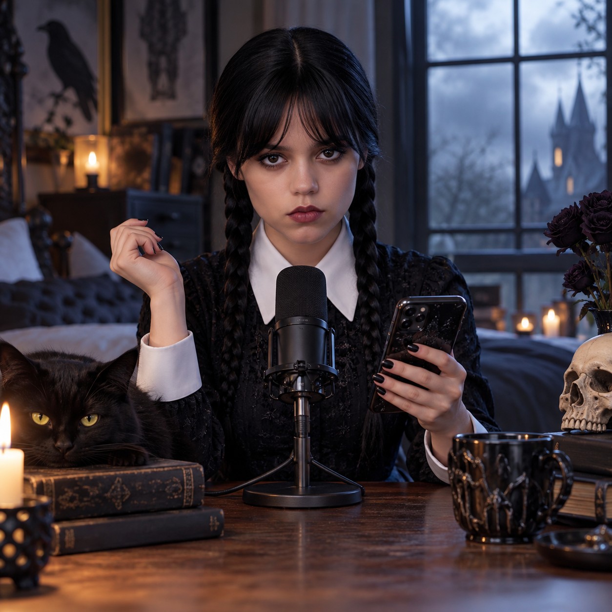 Jenna Ortega AI voice for Wednesday style meme replies