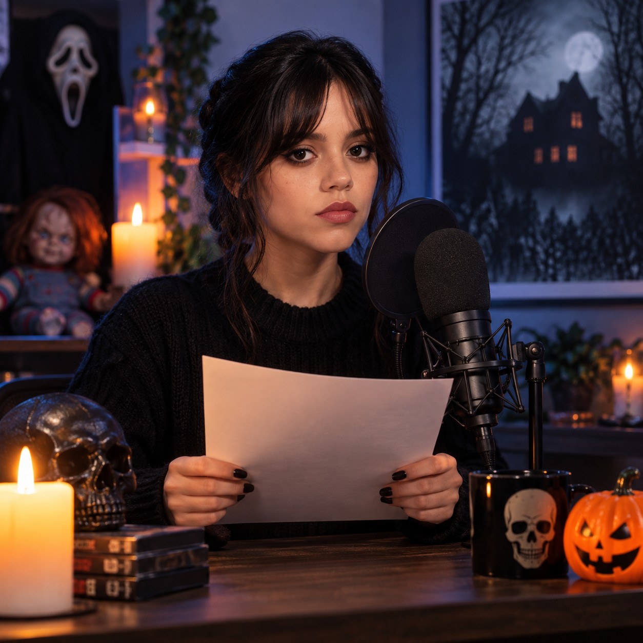 Jenna Ortega AI voice for deadpan channel openings