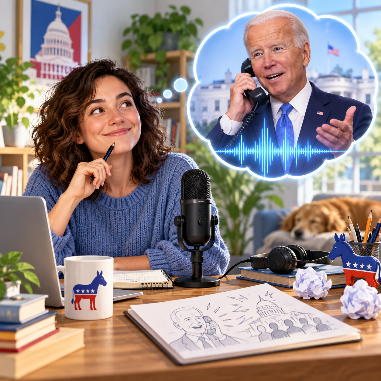 Joe Biden AI voice for political call satire