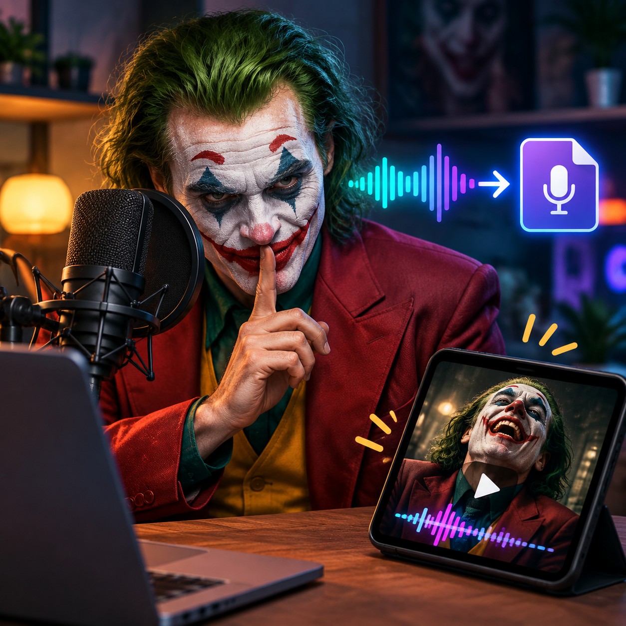 Joker AI voice for short meme punch cuts