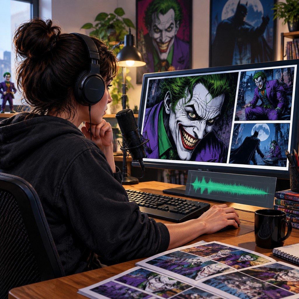 Joker AI voice for comic dub menace