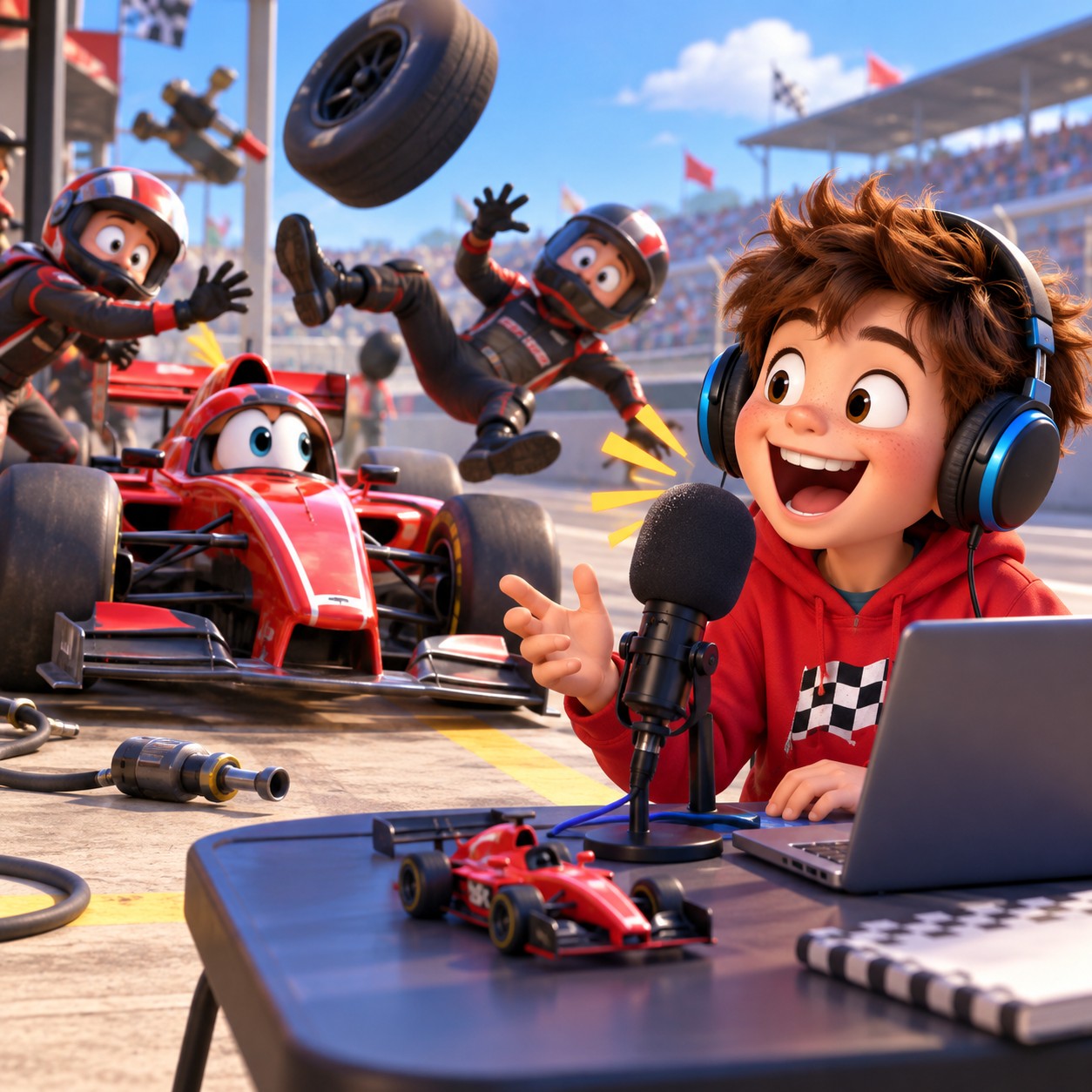 Lightning McQueen AI voice for pit lane skit replies