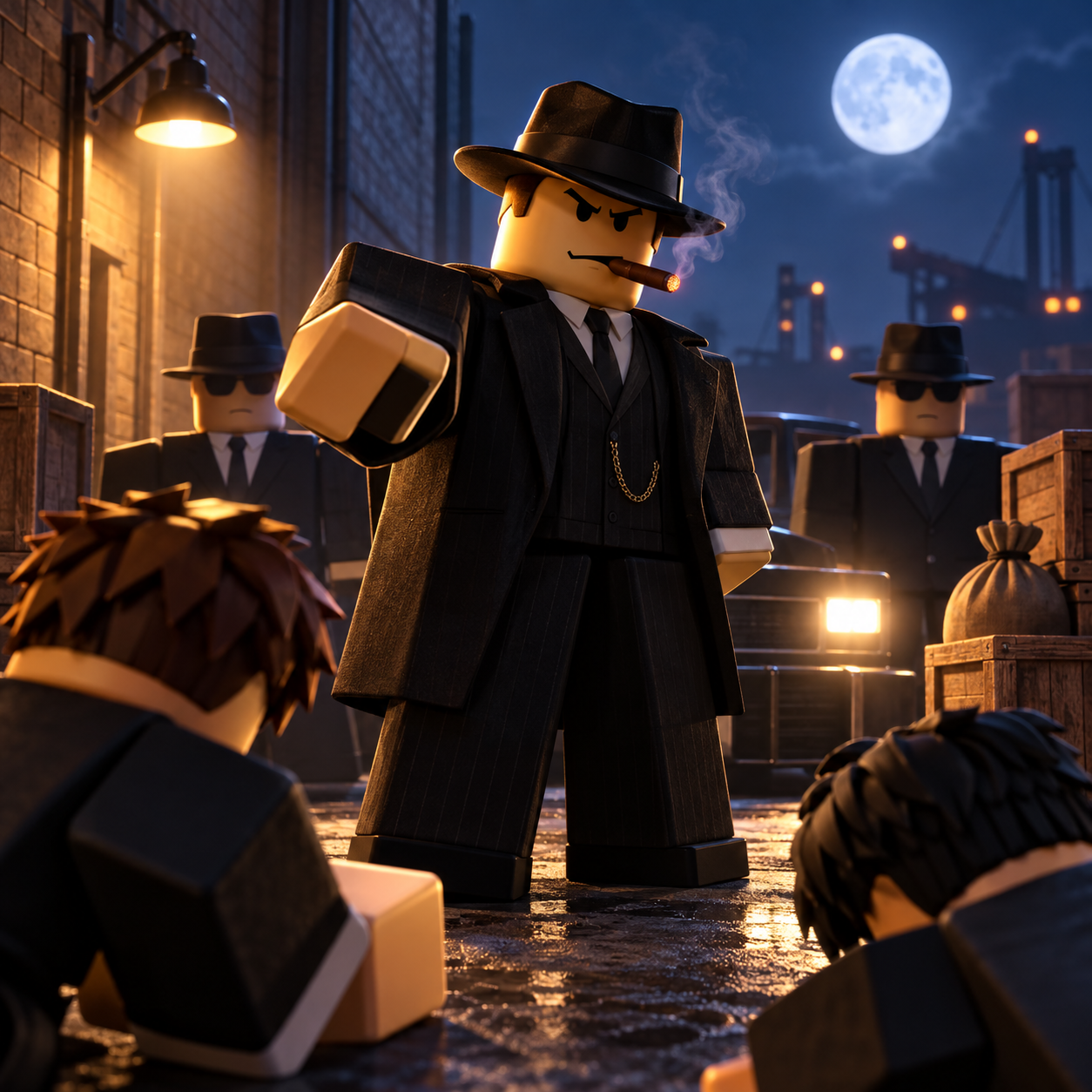 Mafioso AI voice for Roblox roleplay scene