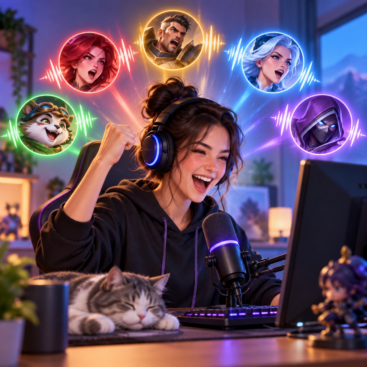 Marvel Rivals AI voice for energetic hero callout gaming clips