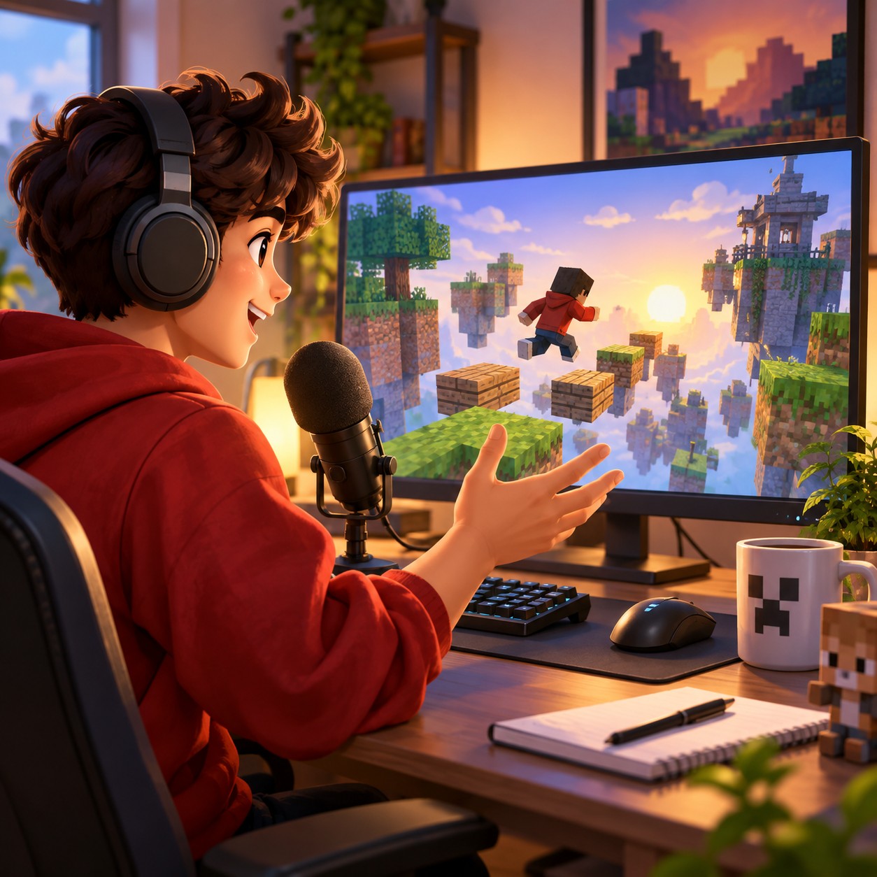 Minecraft AI voice over parkour footage