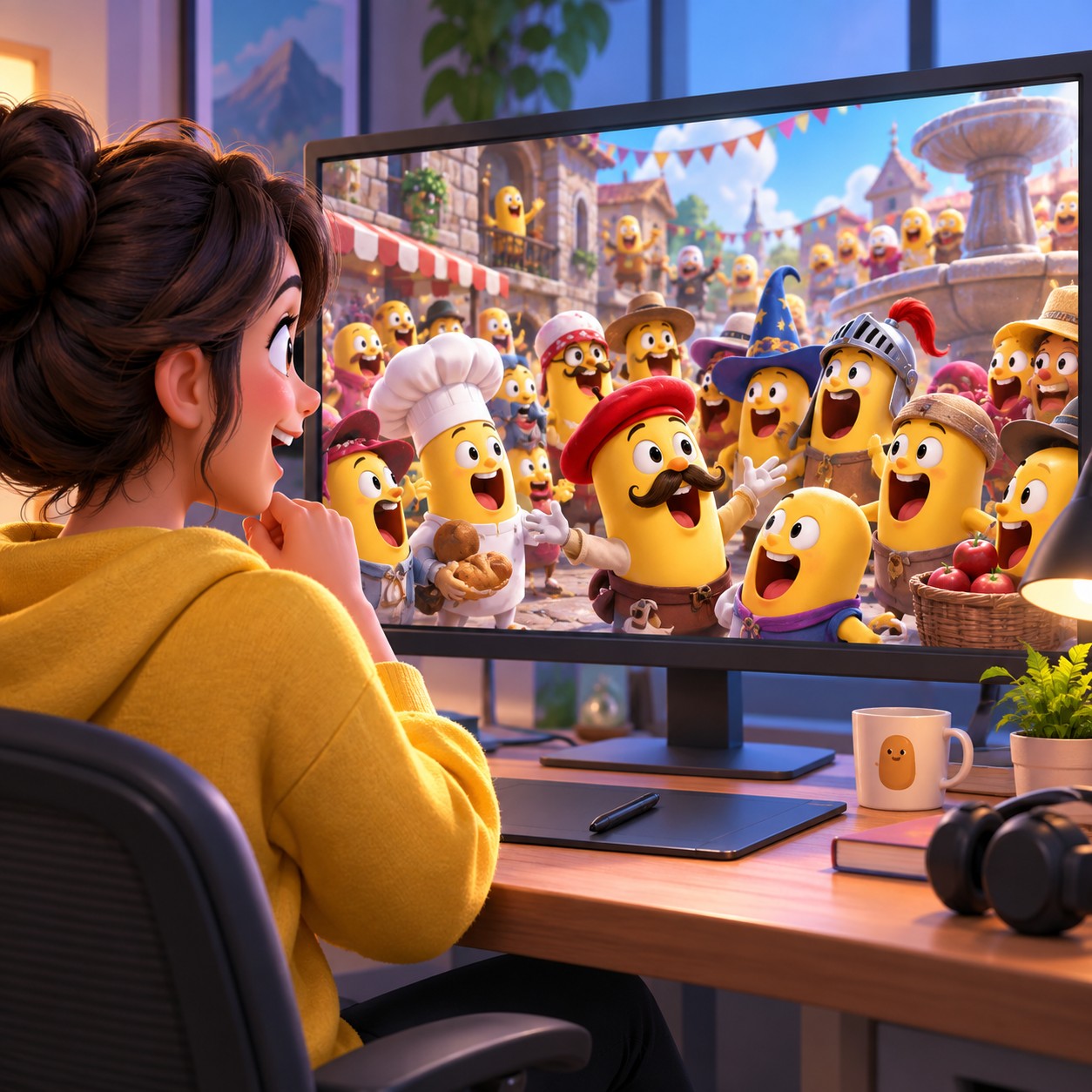 Minions AI voice animated crowd dub
