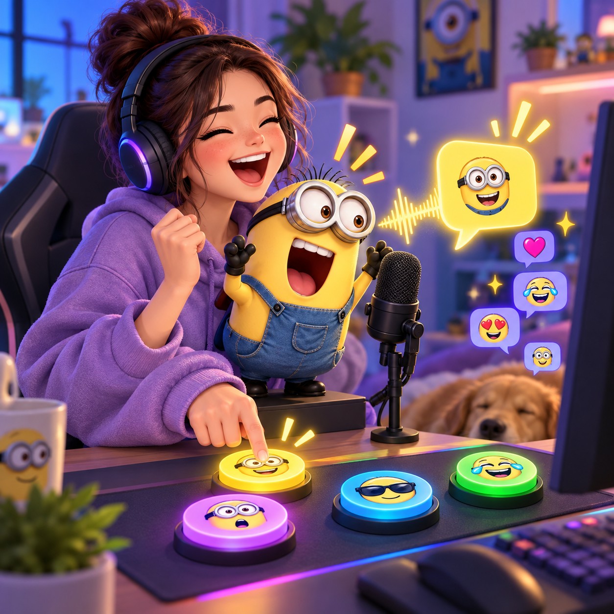 Minions AI voice playful sound drop