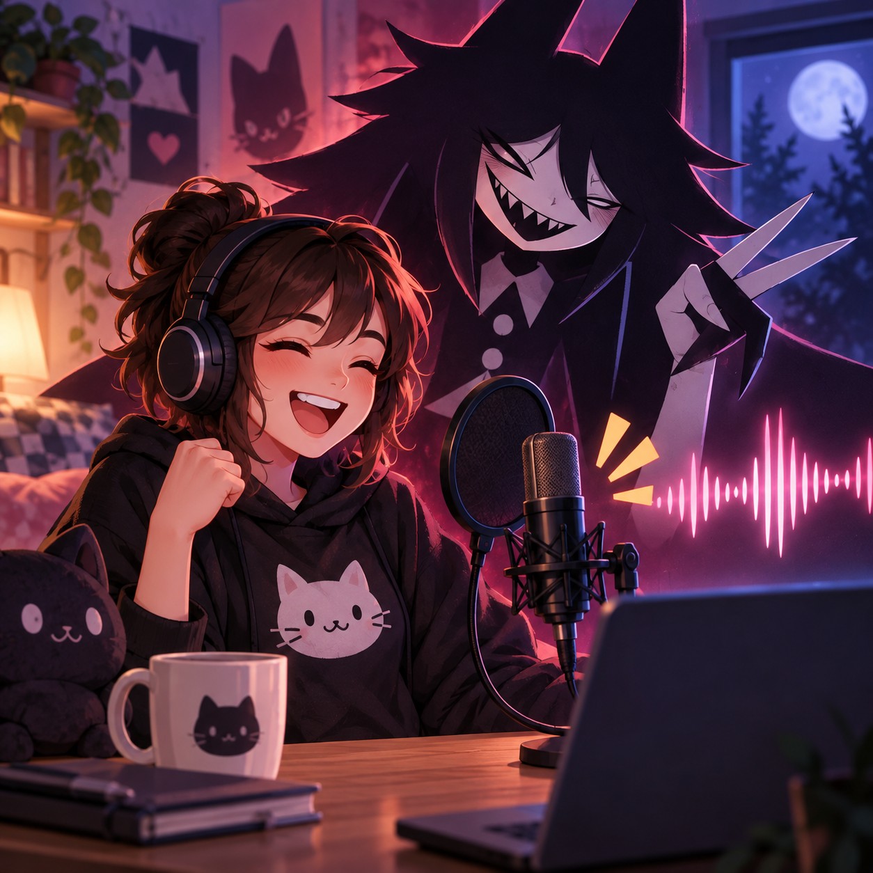 Miss Circle AI voice for cheerful horror meme loops