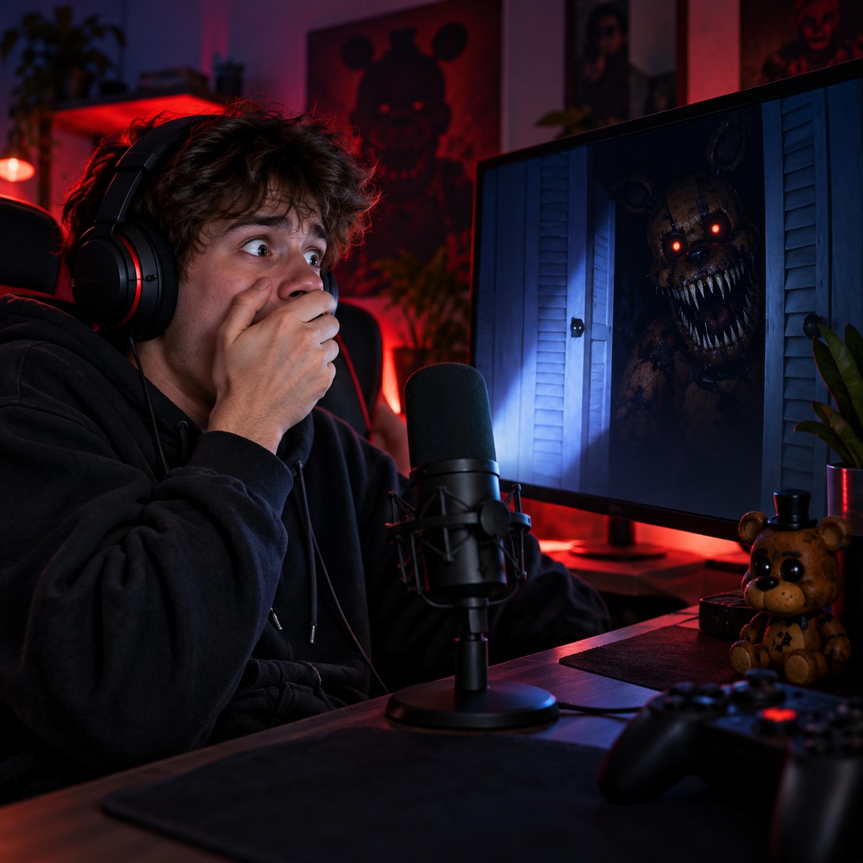 Nightmare FNAF 4 AI voice delivering a horror gameplay warning