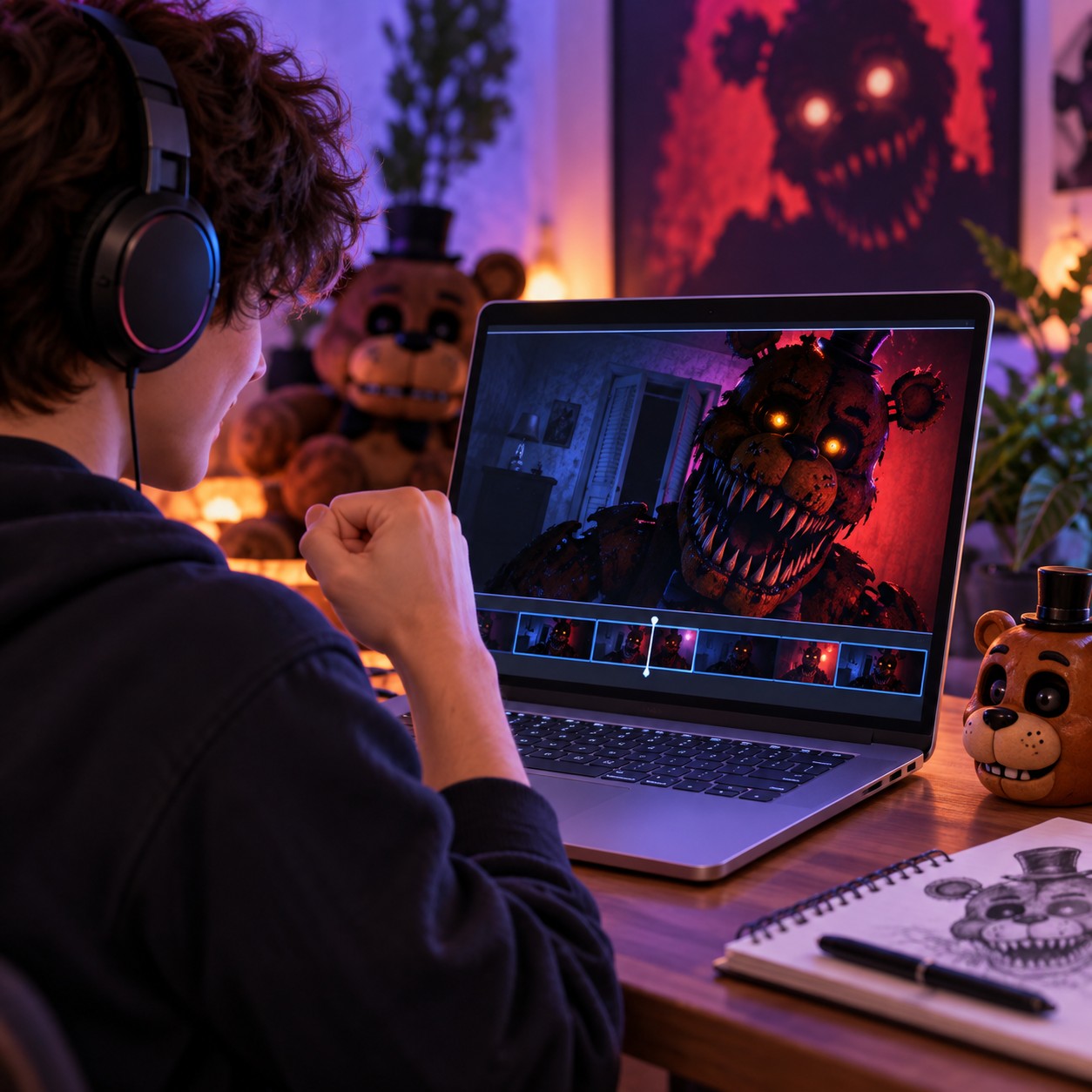 Nightmare FNAF 4 AI voice delivering measured gaming dialogue