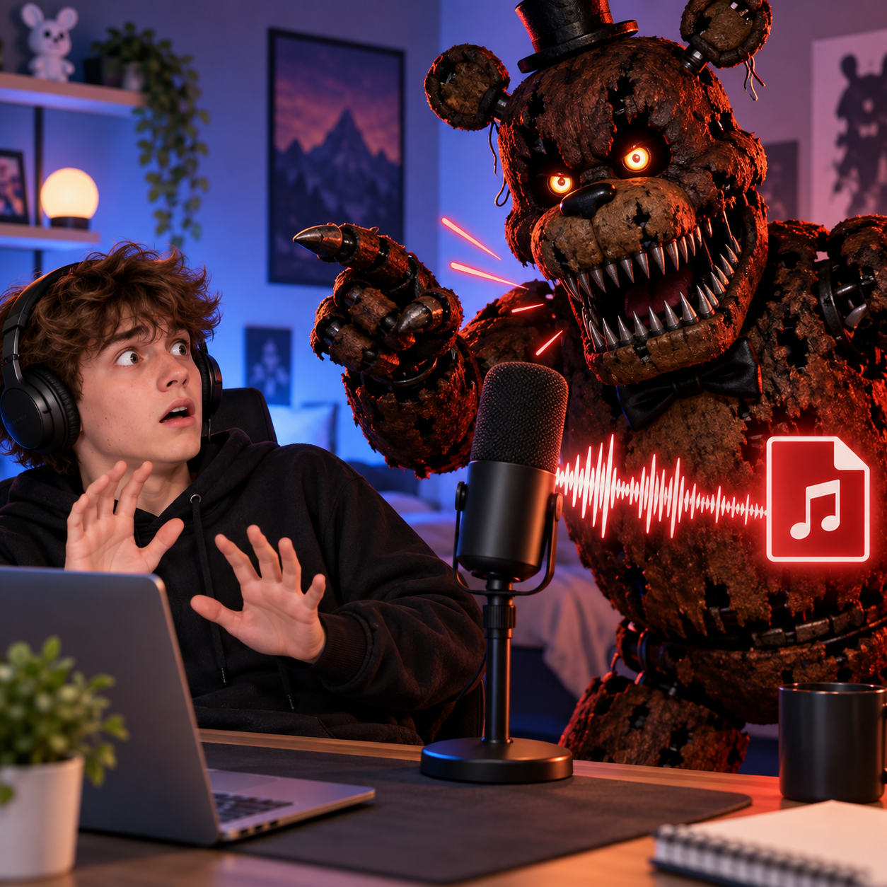 Nightmare Freddy AI voice interrupting a scolding meme edit